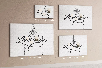 Kork-Pinnwand mit stilisierter Inschrift und Reisemotiv