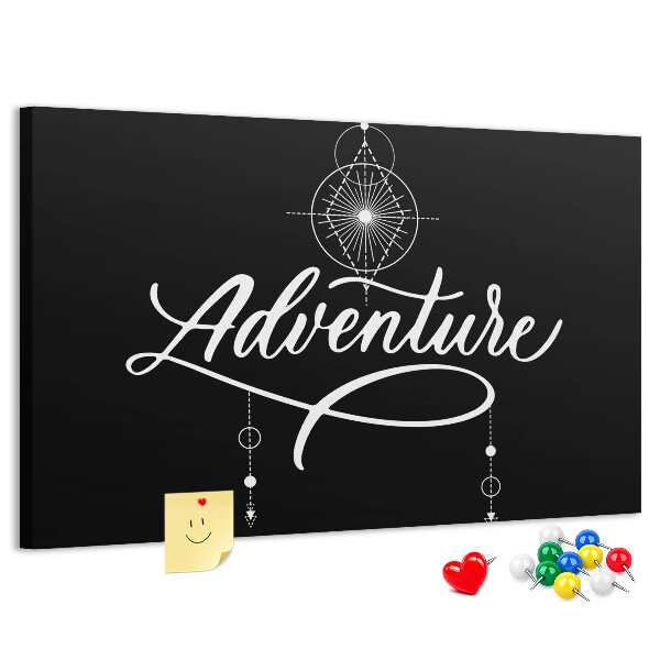Korktafel mit dem Motiv Eine Reise ins Unbekannte mit Kompass und den Sternen