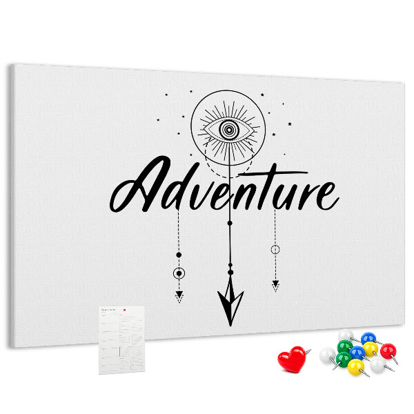 Bilder mit Korkrückwand das Motiv mit Augen und Pfeilsymbol