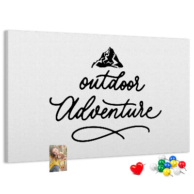 Bild mit Korkrückwand Motiv Outdoor-Abenteuer mit Bergen