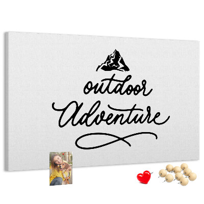Bild mit Korkrückwand Motiv Outdoor-Abenteuer mit Bergen