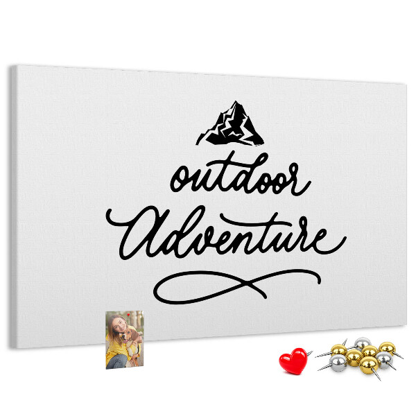 Bild mit Korkrückwand Motiv Outdoor-Abenteuer mit Bergen
