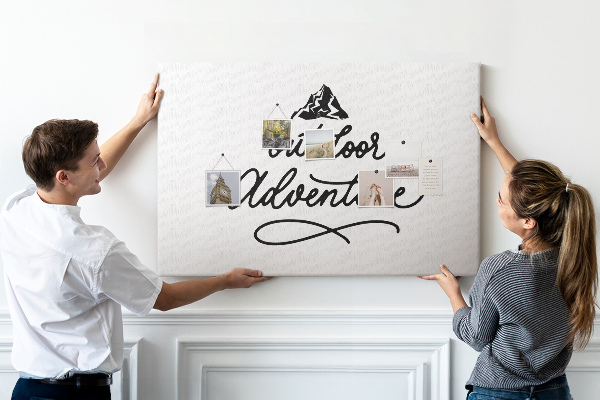 Bild mit Korkrückwand Motiv Outdoor-Abenteuer mit Bergen