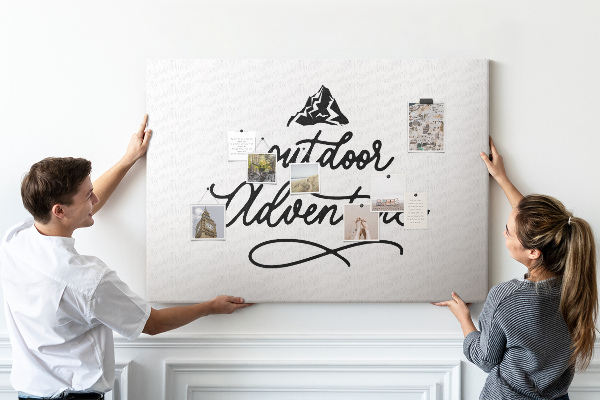 Bild mit Korkrückwand Motiv Outdoor-Abenteuer mit Bergen