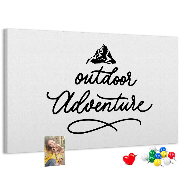 Bild mit Korkrückwand Motiv Outdoor-Abenteuer mit Bergen