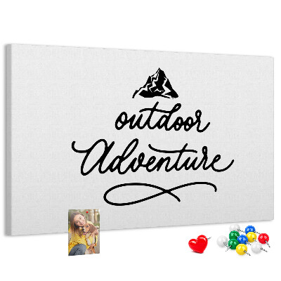 Bild mit Korkrückwand Motiv Outdoor-Abenteuer mit Bergen
