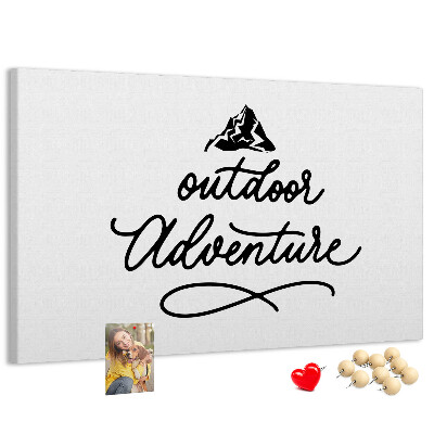 Bild mit Korkrückwand Motiv Outdoor-Abenteuer mit Bergen