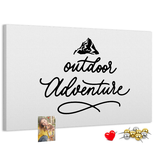 Bild mit Korkrückwand Motiv Outdoor-Abenteuer mit Bergen