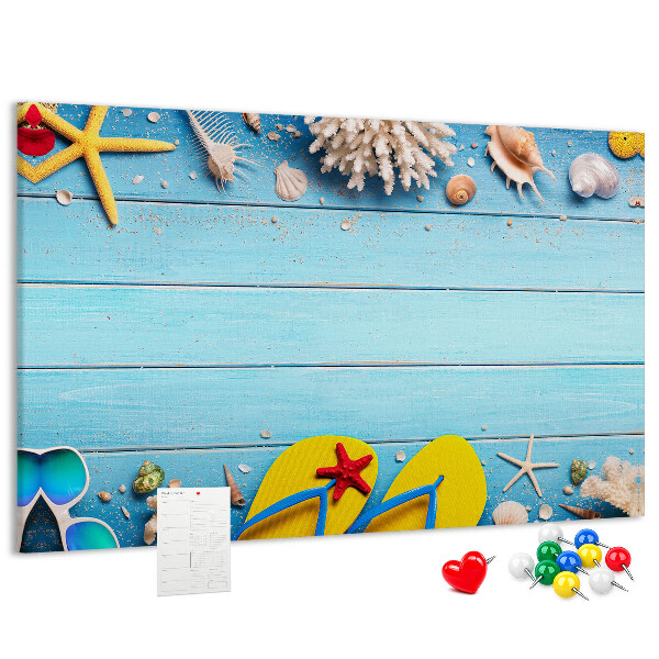 Korkbild Sommererinnerungen am Strand mit Muscheln