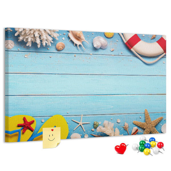 Bilder mit Korkrückwand sommerliches Meeresdesign mit Muscheln und Sand