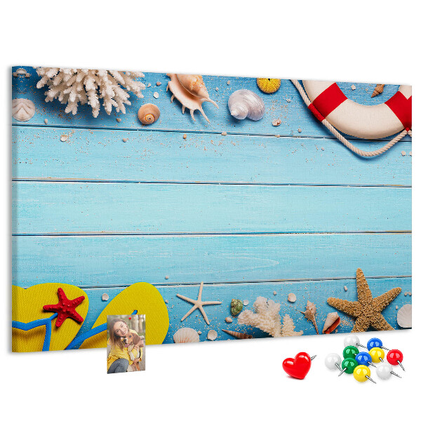 Bilder mit Korkrückwand sommerliches Meeresdesign mit Muscheln und Sand