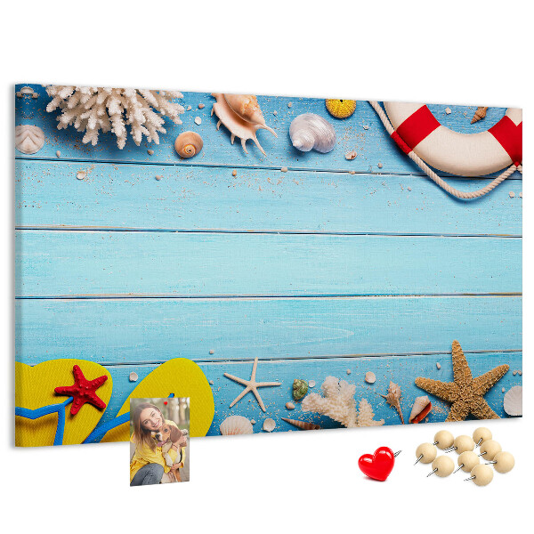Bilder mit Korkrückwand sommerliches Meeresdesign mit Muscheln und Sand