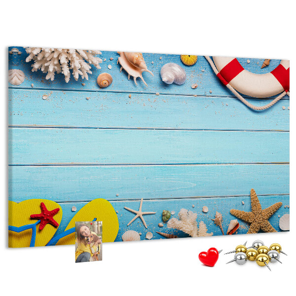 Bilder mit Korkrückwand sommerliches Meeresdesign mit Muscheln und Sand