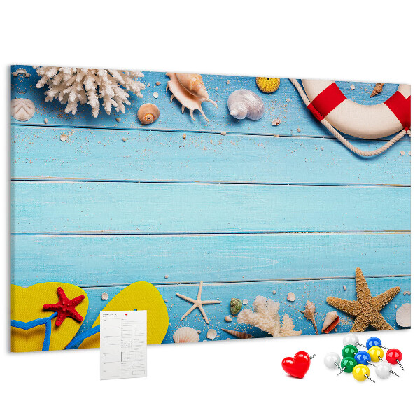 Bilder mit Korkrückwand sommerliches Meeresdesign mit Muscheln und Sand