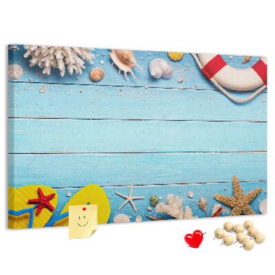 Bilder mit Korkrückwand sommerliches Meeresdesign mit Muscheln und Sand