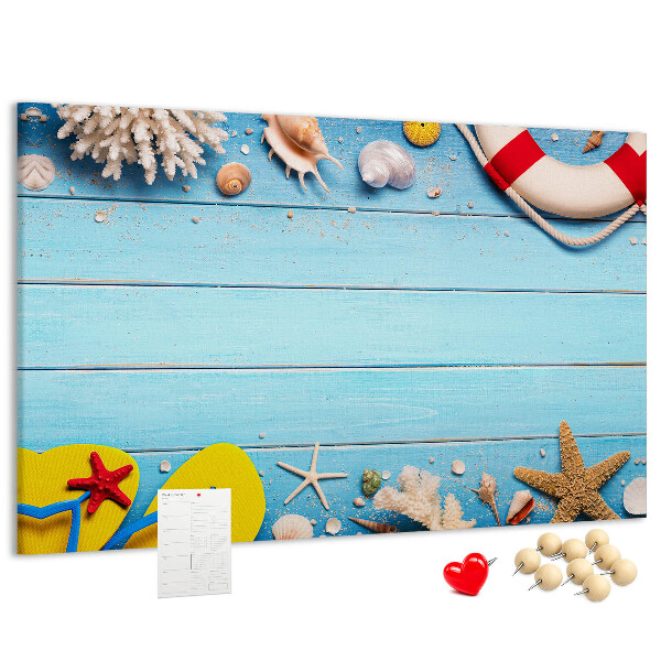 Bilder mit Korkrückwand sommerliches Meeresdesign mit Muscheln und Sand