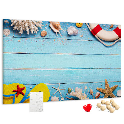 Bilder mit Korkrückwand sommerliches Meeresdesign mit Muscheln und Sand