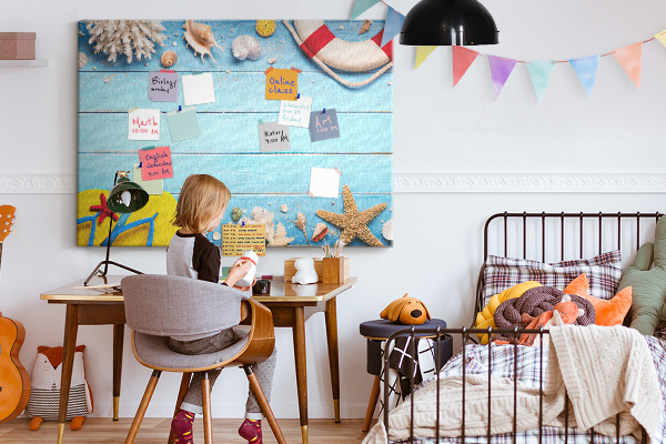 Bilder mit Korkrückwand sommerliches Meeresdesign mit Muscheln und Sand