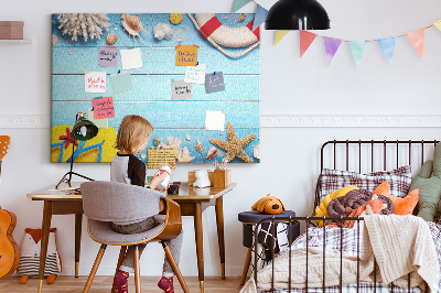 Bilder mit Korkrückwand sommerliches Meeresdesign mit Muscheln und Sand