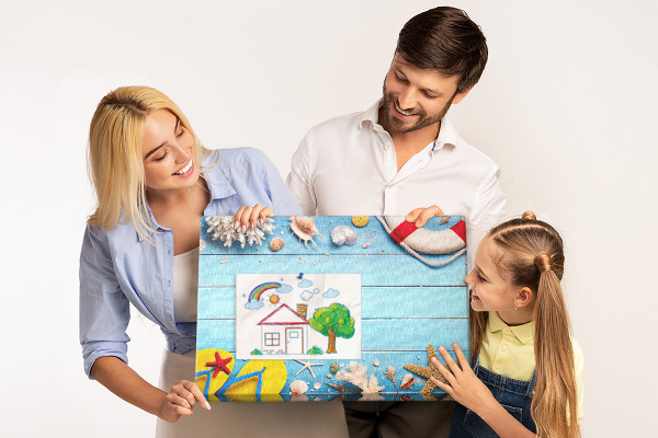 Bilder mit Korkrückwand sommerliches Meeresdesign mit Muscheln und Sand