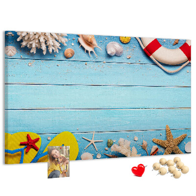 Bilder mit Korkrückwand sommerliches Meeresdesign mit Muscheln und Sand