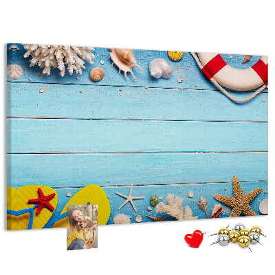 Bilder mit Korkrückwand sommerliches Meeresdesign mit Muscheln und Sand