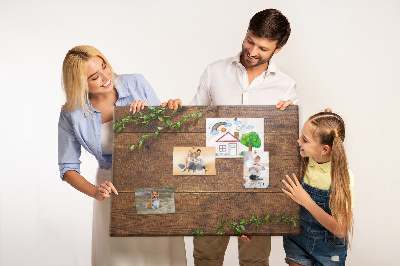 Kork-Pinnwand mit Motiv Naturholz und grünen Zweigen