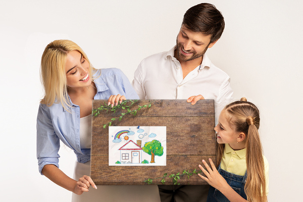 Kork-Pinnwand mit Motiv Naturholz und grünen Zweigen