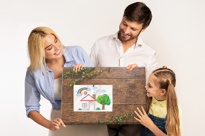 Kork-Pinnwand mit Motiv Naturholz und grünen Zweigen