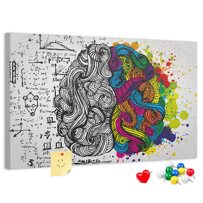 Korkbild mit dem Motiv Verstand und Kreativität in farbenfroher Harmonie