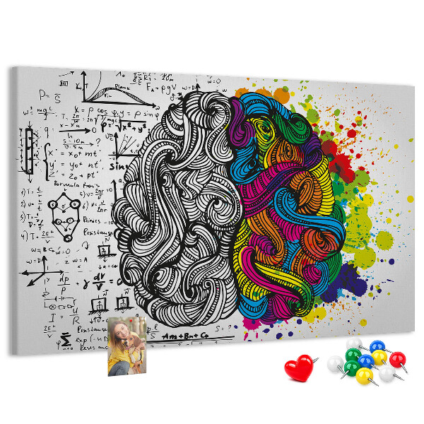 Korkbild mit dem Motiv Verstand und Kreativität in farbenfroher Harmonie