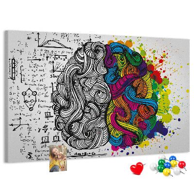 Korkbild mit dem Motiv Verstand und Kreativität in farbenfroher Harmonie