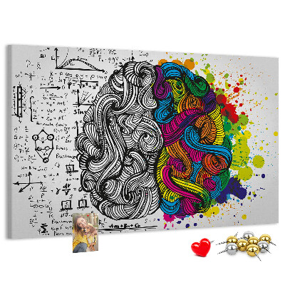Korkbild mit dem Motiv Verstand und Kreativität in farbenfroher Harmonie