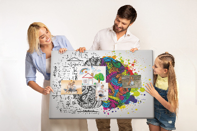 Korkbild mit dem Motiv Verstand und Kreativität in farbenfroher Harmonie