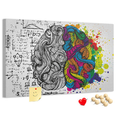Korkbild mit dem Motiv Verstand und Kreativität in farbenfroher Harmonie