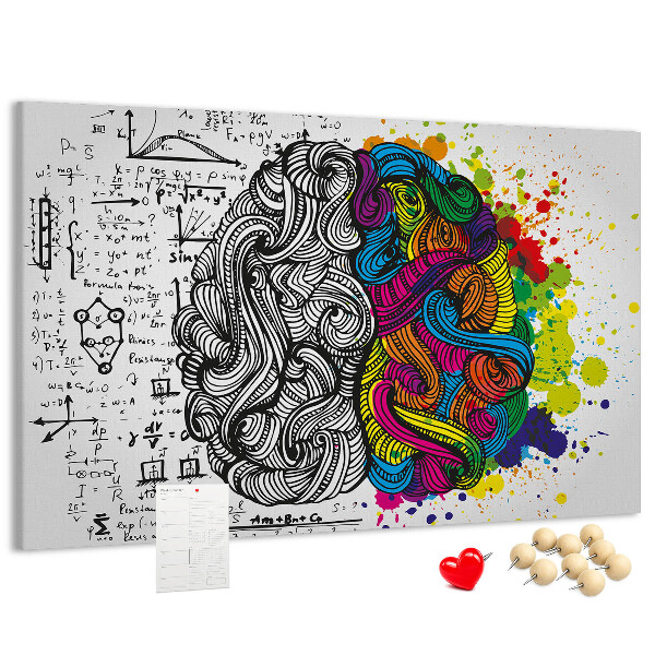 Korkbild mit dem Motiv Verstand und Kreativität in farbenfroher Harmonie