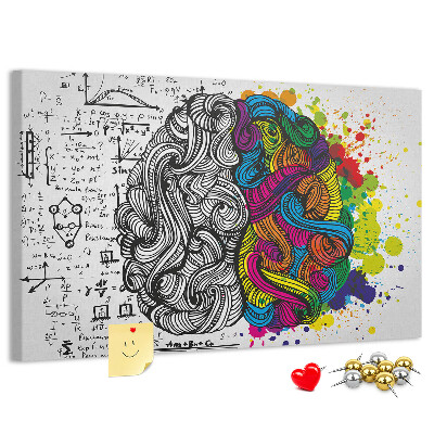 Korkbild mit dem Motiv Verstand und Kreativität in farbenfroher Harmonie