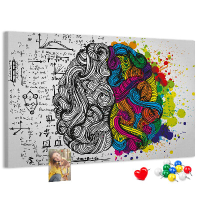 Korkbild mit dem Motiv Verstand und Kreativität in farbenfroher Harmonie
