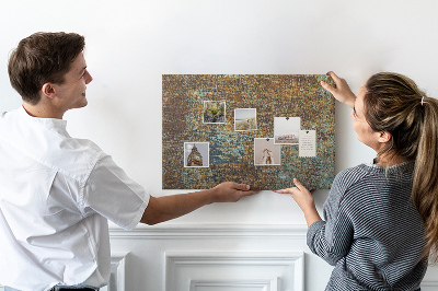 Bilder mit Korkrückwand rostige Oberfläche mit blauen Akzenten