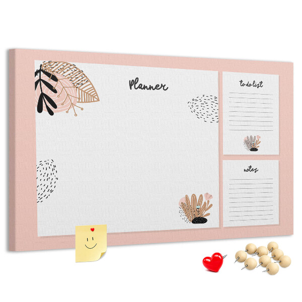 Bilder mit Korkrückwand stilvoller Planer mit floralen Akzenten
