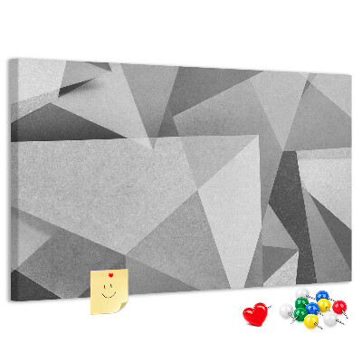 Bild mit Korkrückwand abstrakte geometrische Formen in Grau und Schwarz