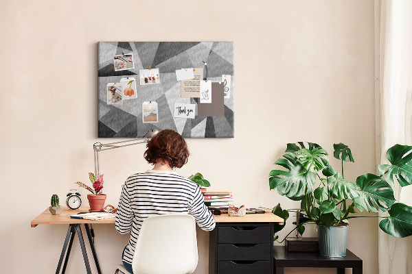 Bild mit Korkrückwand abstrakte geometrische Formen in Grau und Schwarz