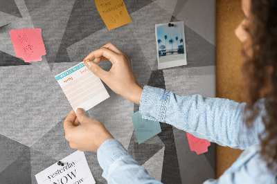 Bild mit Korkrückwand abstrakte geometrische Formen in Grau und Schwarz