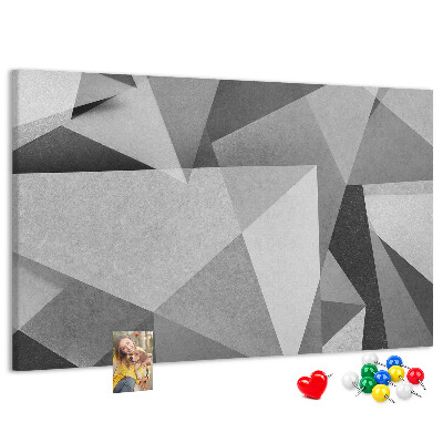 Bild mit Korkrückwand abstrakte geometrische Formen in Grau und Schwarz