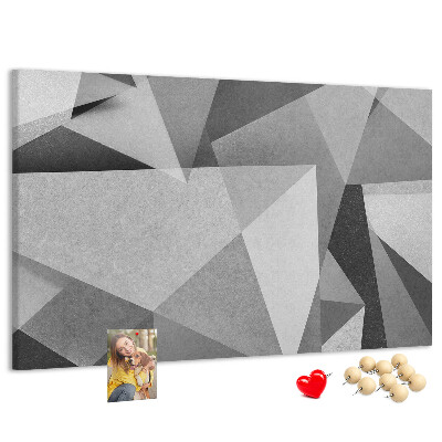 Bild mit Korkrückwand abstrakte geometrische Formen in Grau und Schwarz