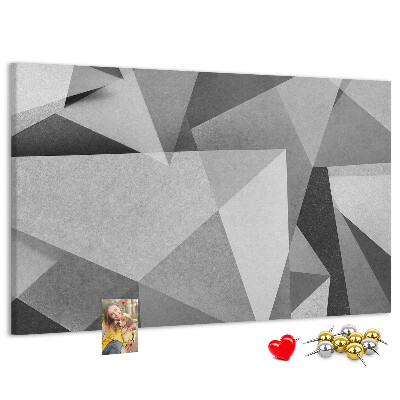 Bild mit Korkrückwand abstrakte geometrische Formen in Grau und Schwarz
