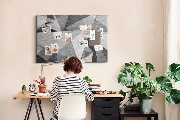Bild mit Korkrückwand abstrakte geometrische Formen in Grau und Schwarz
