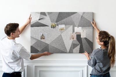Bild mit Korkrückwand abstrakte geometrische Formen in Grau und Schwarz
