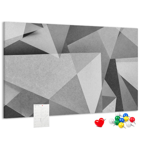 Bild mit Korkrückwand abstrakte geometrische Formen in Grau und Schwarz