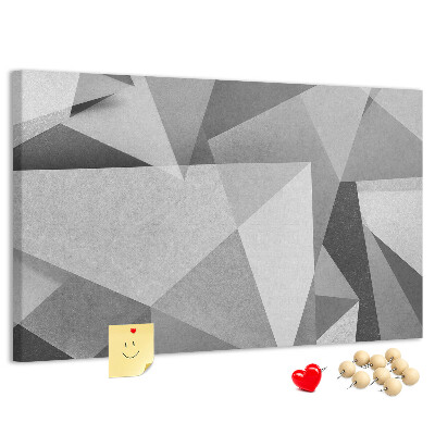 Bild mit Korkrückwand abstrakte geometrische Formen in Grau und Schwarz